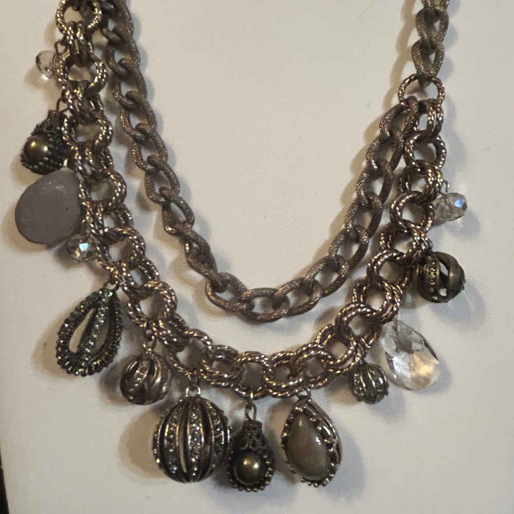 Loft Chunky Layered Necklace w Chains & Charms